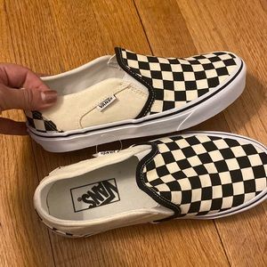 Vans checkered slip ons, size 6.5 black and white. NWT